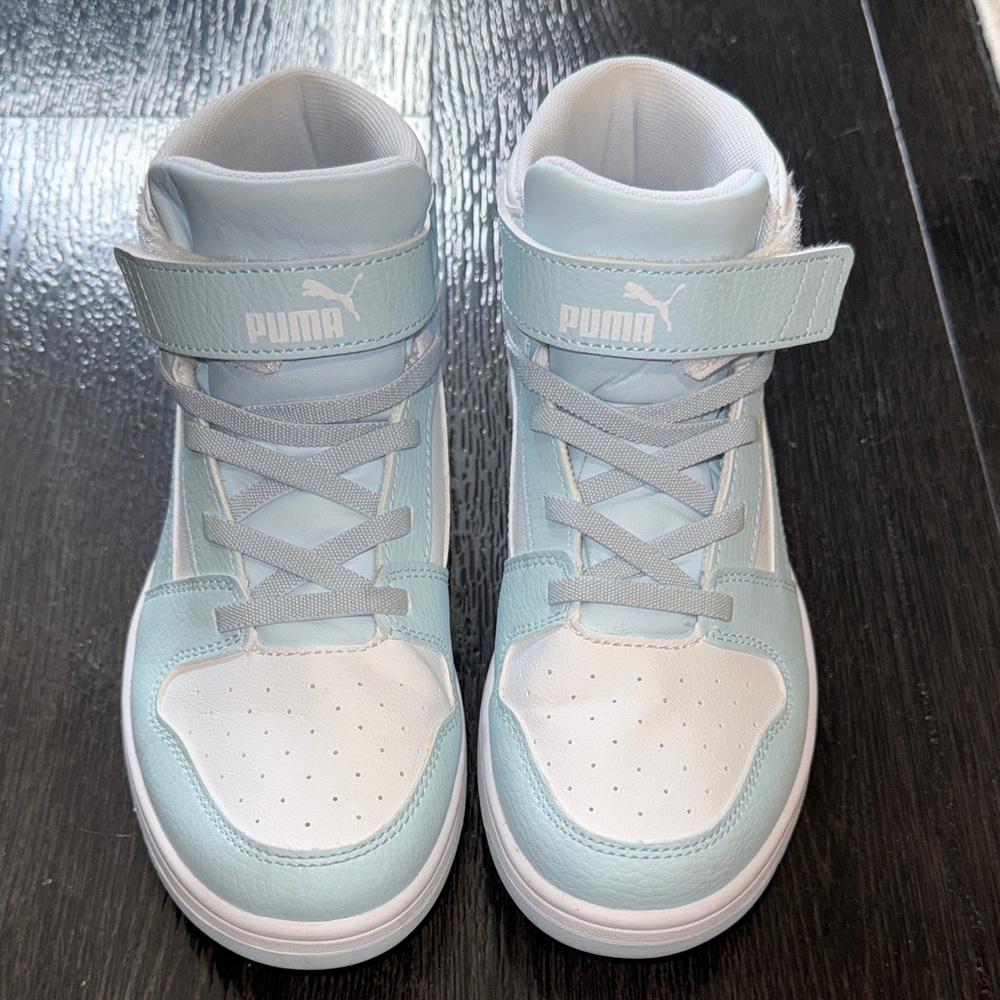 Puma Kids High-Top Sneakers - Sky Blue and White